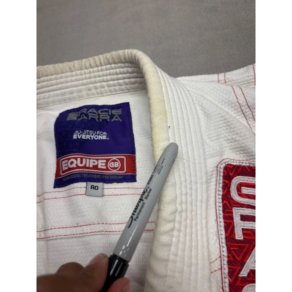 Adidas Gracie Barra Equipe GB Jiu-Jitsu Gi Jacket White Red R0 BJJ Kimono